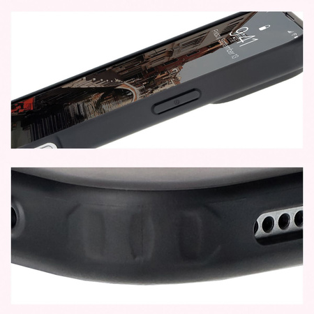 Etui z pierścieniem magnetycznym Bizon Case MatteO do iPhone 16 Pro, półprzezroczyste z czarną ramką
