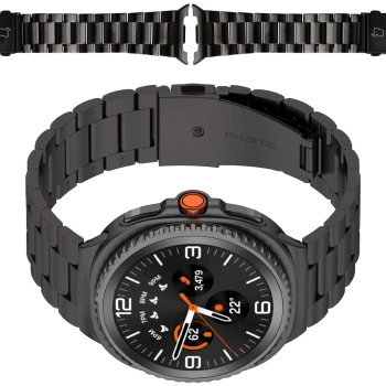 Pasek ze stali nierdzewnej Bizon Strap Watch Aura do Samsung Galaxy Watch 8 40 mm / 44 mm / 8 Classic 46 mm, czarny