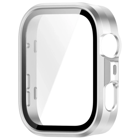 Etui ze szkłem do zegarka Bizon Case+Glass Watch do Huawei Watch Fit 4 Pro, satynowo srebrne