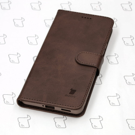 Etui Bizon Case Wallet do Xiaomi Poco F4, ciemnobrązowe