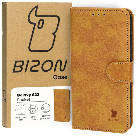 Etui z klapką Bizon Case Pocket do Galaxy S23, brązowe