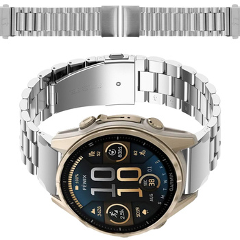 Pasek ze stali nierdzewnej do smartwatcha, Bizon Strap Watch Aura, QuickFit 20 mm, srebrny