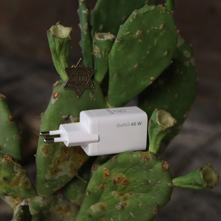 Ładowarka sieciowa Bizon Charger VT-36B, 45 W, 2x USB-C PD, QC 4.0, GAN3, biała