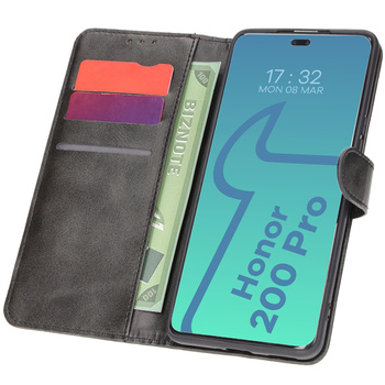 Etui z klapką Bizon Case Pocket do Honor 200 Pro, czarne