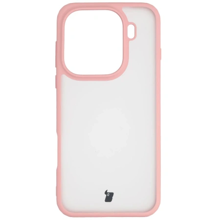 Etui Bizon Case Angelo do Oppo Find X9 Pro, półprzezroczyste z jasnoróżową ramką