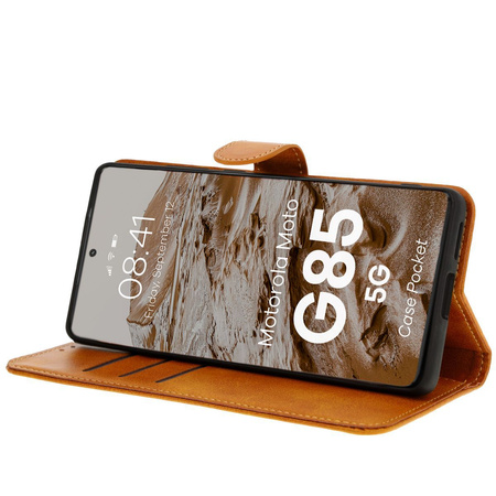 Etui z klapką Bizon Case Pocket do Motorola Moto G85 5G, brązowe