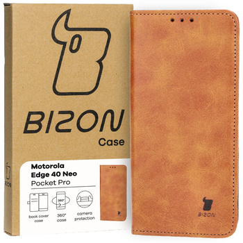 Etui z klapką Bizon Case Pocket Pro do Motorola Edge 40 Neo, brązowe