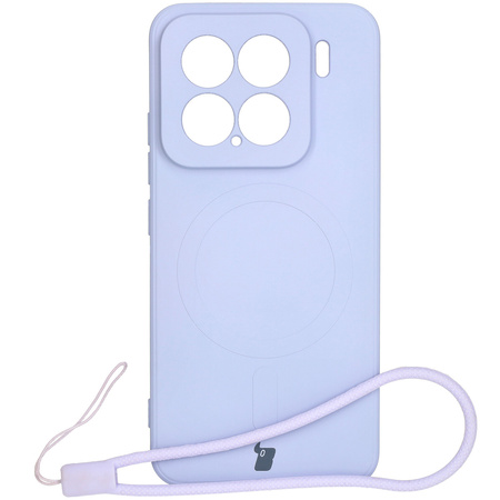 Silikonowe etui z pierścieniem magnetycznym Bizon Case Silicone Magnetic Sq do Xiaomi 15, jasnofioletowe