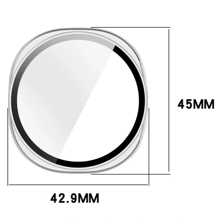 Etui ze szkłem do zegarka Bizon Case+Glass Watch do Samsung Galaxy Watch 8 40 mm, satynowo srebrne