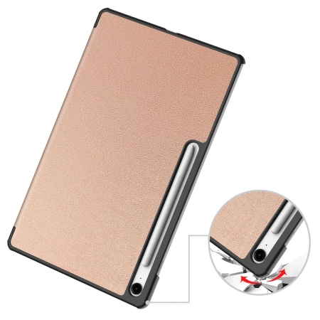 Etui z klapką Bizon Case Tab Croc do Galaxy Tab S10 FE Plus, różowozłote