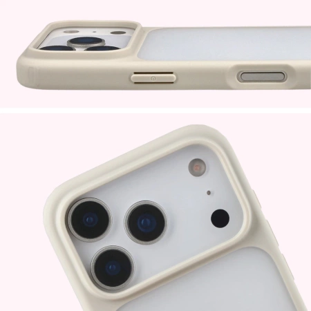 Etui Bizon Case Angelo do iPhone 17 Pro, półprzezroczyste z beżową ramką