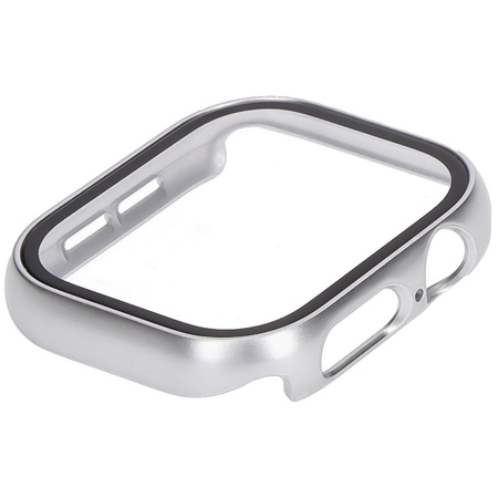 Etui ze szkłem do zegarka Bizon Case+Glass Watch do Apple Watch 10 42mm, srebrne