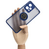 Etui z uchwytem na palec Bizon Case Hybrid Ring do Xiaomi Redmi Note 12 Pro+ 5G, przydymione z granatową ramką