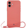 Silikonowe etui z pierścieniem magnetycznym Bizon Case Silicone Magnetic do iPhone 16 Plus, brudnoróżowe
