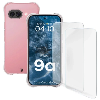 Elastyczne etui + 2x folia na ekran Bizon Case Clear Pack do Pixel 9a