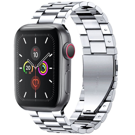 Pasek ze stali nierdzewnej Bizon Strap Watch Aura do Apple Watch 49/46/45/44/42 mm, srebrny