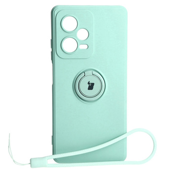 Etui Bizon Case Silicone Ring Sq do Xiaomi Redmi Note 12 Pro Plus 5G, turkusowe