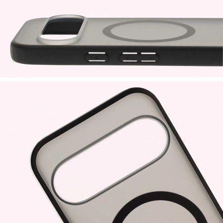 Etui z pierścieniem magnetycznym Bizon Case MatteO do Pixel 10 / 10 Pro, przydymione-czarne