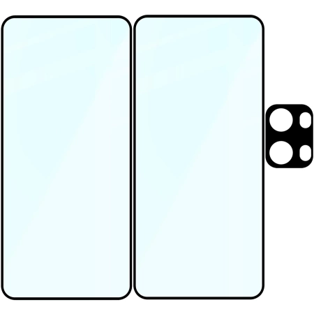 2x Szkło hartowane z ramką + szybka na aparat Bizon Edge 3D Pack do Oppo Reno13 Pro