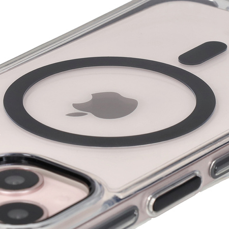 Etui z pierścieniem magnetycznym Bizon Case Marco do iPhone 14 / iPhone 13, przezroczyste z czarną ramką