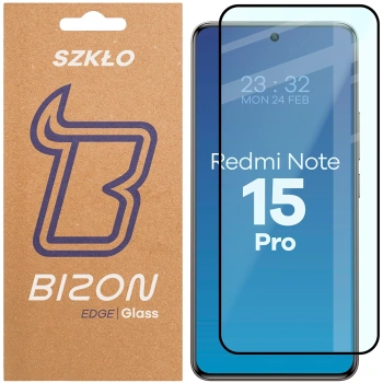 Szkło hartowane Bizon Glass Edge 2 do Xiaomi Redmi Note 15 Pro 4G, czarna ramka