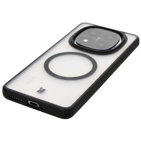 Etui z pierścieniem magnetycznym Bizon Case MatteO do Xiaomi Redmi Note 14 Pro 5G / 14 Pro Plus 5G / Poco X7, półprzezroczyste z czarną ramką