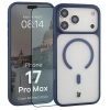 Etui z pierścieniem magnetycznym + szkło hartowane Bizon MatteO Pack do iPhone 17 Pro Max, przydymione-granatowe
