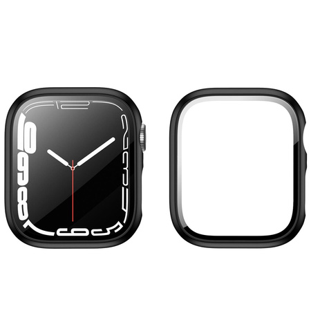 Etui ze szkłem Bizon Case, Case + Glass Set Apple Watch 8/7 41mm, czarne
