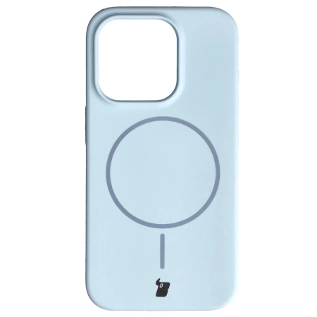 Silikonowe etui z pierścieniem magnetycznym Bizon Soft Case Magnetic do iPhone 15 Pro, błękitne