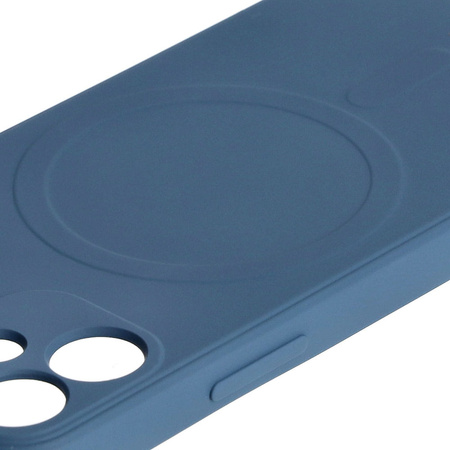 Etui Bizon Case Silicone MagSafe Sq do Apple iPhone 12 Mini, granatowe