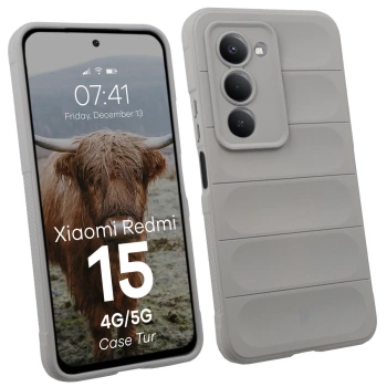 Pancerne etui Bizon Case Tur do Xiaomi Redmi 15 4G / 5G, jasnoszare