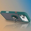Etui z uchwytem na palec Bizon Case Hybrid Ring do iPhone 17 Pro Max, przydymione z ciemnozieloną ramką
