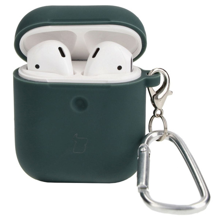 Etui Bizon Case Headphone Silicone do AirPods 1/2, ciemnozielone