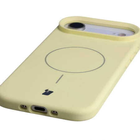Silikonowe etui z pierścieniem magnetycznym Bizon Soft Case Magnetic do iPhone Air, jasnożółte