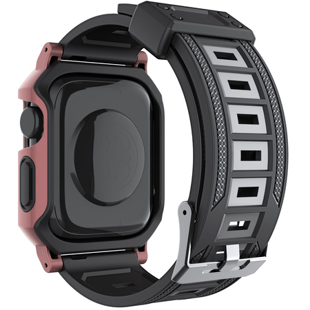 Etui z paskiem Bizon Strap + Case Watch Armor do Apple Watch 40 / 41mm, jasnoróżowe