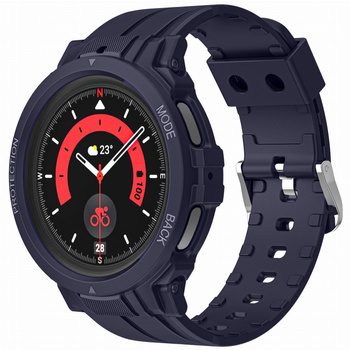 Etui z paskiem Bizon Strap + Case Watch Action Pro do Samsung Galaxy Watch 5 Pro 45 mm, granatowe