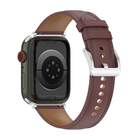 Skórzany pasek Bizon Strap Watch Casual do Apple Watch 44/45/46/49 mm, ciemnobrązowy