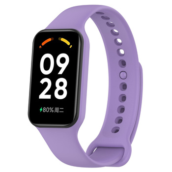 Etui z paskiem Bizon Strap + Case Watch Dots do Xiaomi Redmi Smart Band 2 / Xiaomi Mi Band 8 Active, fioletowe
