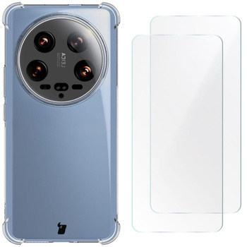 Etui + 2x folia Bizon Case Clear Pack do Xiaomi 14 Ultra, przezroczyste