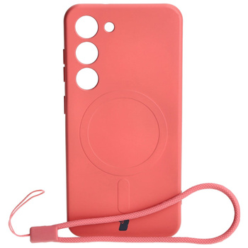 Etui silikonowe z pierścieniem magnetycznym Bizon Case Silicone Magnetic do Galaxy S23, brudnoróżowe
