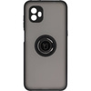 Etui z uchwytem na palec Bizon Case Hybrid Ring do Galaxy Xcover6 Pro, przydymione z czarną ramką