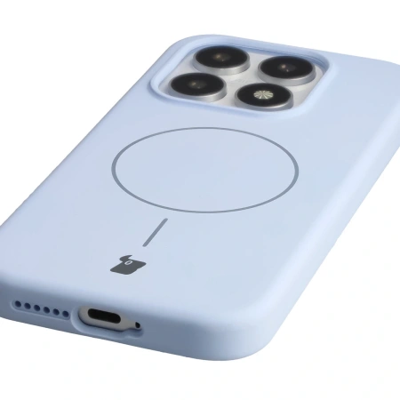 Silikonowe etui z pierścieniem magnetycznym Bizon Soft Case Magnetic do Xiaomi 17, błękitne