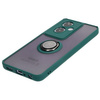 Etui z uchwytem na palec Bizon Case Hybrid Ring do Oppo A79 5G, przydymione z ciemnozieloną ramką