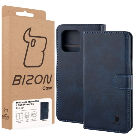 Etui z klapką Bizon Case Pocket do Motorola Moto G86 5G / G86 Power 5G, granatowe