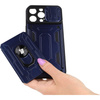 Etui Bizon Case Camshield Card Slot Ring do iPhone 14 Pro Max, granatowe