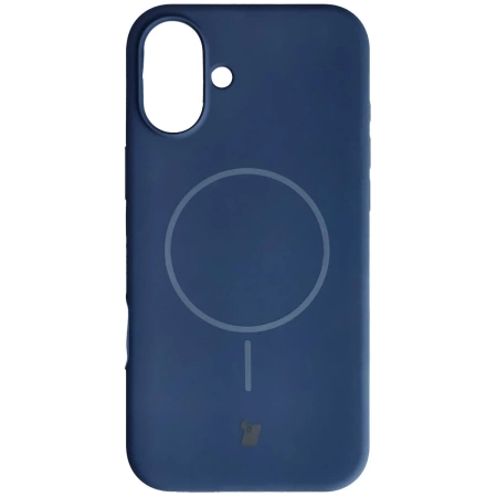 Silikonowe etui z pierścieniem magnetycznym Bizon Soft Case Magnetic do iPhone 16 Plus, granatowe