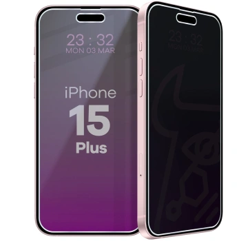 Prywatyzujące szkło hybrydowe Bizon Glass Mule Shadow do iPhone 15 Plus, matowe