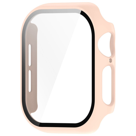 Etui ze szkłem do zegarka Bizon Case+Glass Watch do Apple Watch 11 / 10 (46mm), różowe