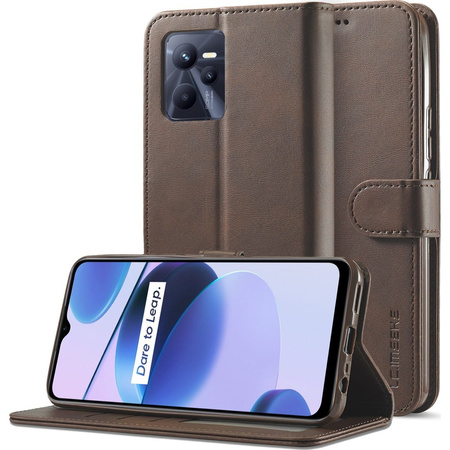 Etui Bizon Case Wallet do Realme C35, ciemnobrązowe