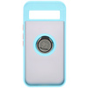 Etui z uchwytem na palec Bizon Case Hybrid Ring do Google Pixel 8a, przydymione z jasnoniebieską ramką